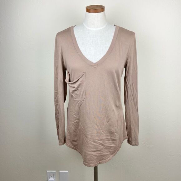 Bobi Jersey Long Sleeve V-Neck Boyfriend Tee - Picture 1 of 6